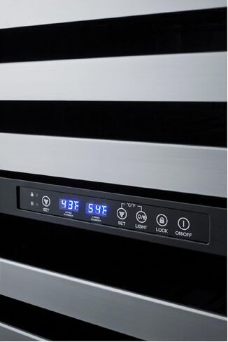 Summit Appliance ALWC532 ADA Compliant Commercially Approved 24" Wide Built-in Undercuonter Dual Zone Wine Cellar for Residential or Commercial Use with 46 Bottles Digital Thermostat and Black Cabinet in Kuwait
