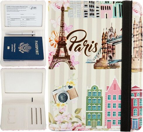 Passport Holder Women,RFID Blocking Travel Wallet,Leather Card Case Travel Document Organizer Credit Card Holder Girl Men (Colored cat) in Kuwait