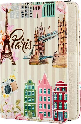 Passport Holder Women,RFID Blocking Travel Wallet,Leather Card Case Travel Document Organizer Credit Card Holder Girl Men (Colored cat) in Kuwait
