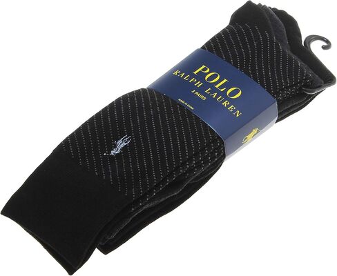 جوارب Polo Ralph Lauren الرجالية متنوعة 3 أزواج كاجوال (10-13) مقاس الحذاء 6-12. 5، أسود/رمادي in Kuwait