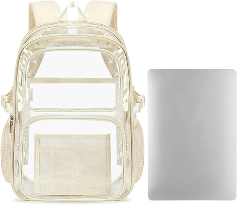 abshoo Large Heavy Duty Clear Backpack For School Bookbag Transparent Multi Pocket Backpacks (Blue) in Saudi Arabia
