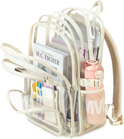 abshoo Large Heavy Duty Clear Backpack For School Bookbag Transparent Multi Pocket Backpacks (Blue) in Saudi Arabia