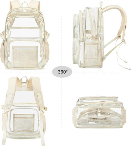 abshoo Large Heavy Duty Clear Backpack For School Bookbag Transparent Multi Pocket Backpacks (Blue) in Saudi Arabia
