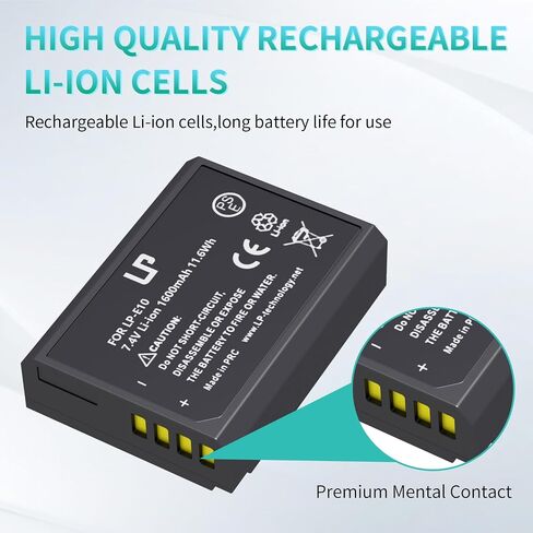 LP LP-E10 Battery Charger, Charger Compatible with Canon EOS Rebel T7, T6, T5, T3, T100, 4000D, 3000D, 2000D, 1500D, 1300D, 1200D, 1100D & More (NOT for T3i T5i T6i T6s T7i) in Saudi Arabia