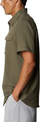 Columbia Men's Utilizer II Solid Short Sleeve Shirt, Moisture Wicking, Sun Protection, Stone Green, X-Large in Kuwait