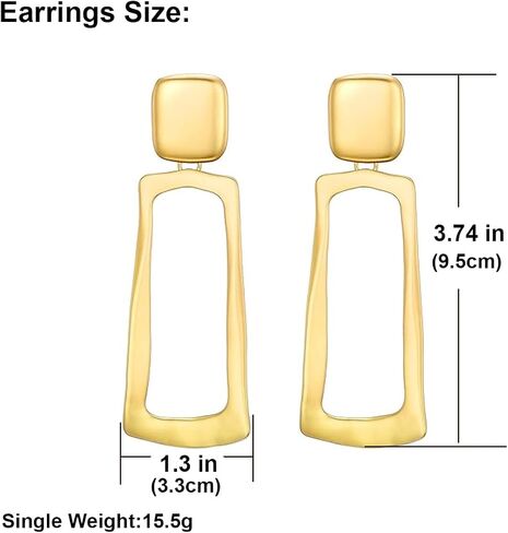 Matte Gold Silver Geometry Clip On Earrings for Women Retro Drop Clip Earrings for Women in Kuwait