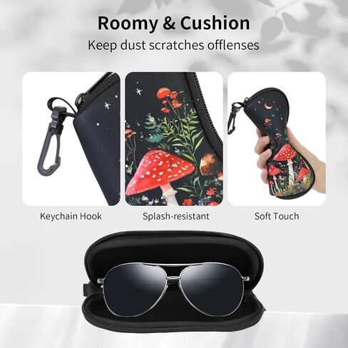 حافظة نظارات Kawaii من PerfectSight، حافظة نظارة بسحاب من النيوبرين مع مشبك، حقيبة سفر للنظارات الشمسية الناعمة اللطيفة للنساء والأطفال in Kuwait