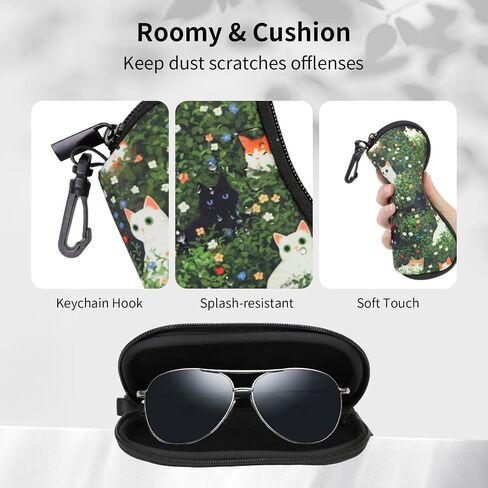 حافظة نظارات Kawaii من PerfectSight، حافظة نظارة بسحاب من النيوبرين مع مشبك، حقيبة سفر للنظارات الشمسية الناعمة اللطيفة للنساء والأطفال in Kuwait
