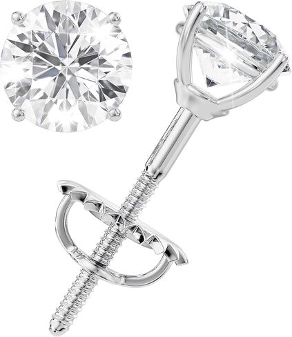 Moissanite Stud Earrings, 0.5ct-3ct D color VVS1 Clarity Round Brilliant Cut Lab Grown Diamond Moissanite 14K White Gold Plated 925 Sterling Silver Moissanite Earrings in Kuwait
