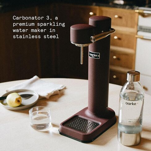 Aarke Carbonator 3 - Sparkling Water Maker & CO2 Cylinder, Stainless Steel | CO2 Cylinder Included, Stainless Steel, Cordless Soda Maker for Home, Carbonated Water Machine, BPA-free PET Bottle Included in Kuwait