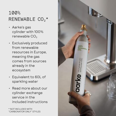 Aarke Carbonator 3 - Sparkling Water Maker & CO2 Cylinder, Stainless Steel | CO2 Cylinder Included, Stainless Steel, Cordless Soda Maker for Home, Carbonated Water Machine, BPA-free PET Bottle Included in Kuwait