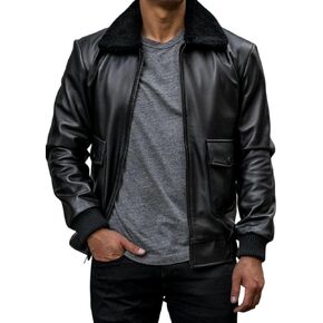 Absolute Leather Men's Sparta Black Classic Genuine Lambskin Leather Jacket in Kuwait
