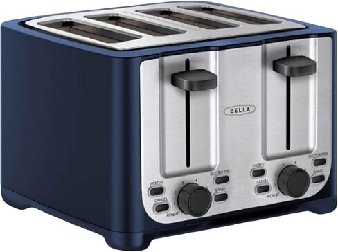 BELLA 2 Slice Toaster with Auto Shut Off - Extra Wide Slots & Removable Crumb Tray and Cancel, Defrost & Reheat Function - Toast Bread, Bagel & Waffle, Aqua in Saudi Arabia