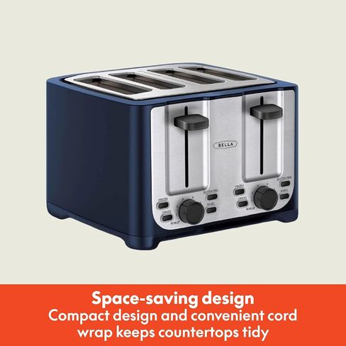 BELLA 2 Slice Toaster with Auto Shut Off - Extra Wide Slots & Removable Crumb Tray and Cancel, Defrost & Reheat Function - Toast Bread, Bagel & Waffle, Aqua in Saudi Arabia