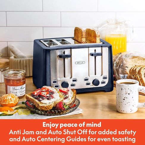 BELLA 2 Slice Toaster with Auto Shut Off - Extra Wide Slots & Removable Crumb Tray and Cancel, Defrost & Reheat Function - Toast Bread, Bagel & Waffle, Aqua in Saudi Arabia