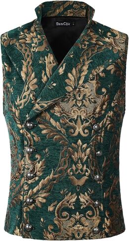 DarcChic Mens Tapestry Double-breasted Vest Waistcoat Gothic Aristocrat Steampunk Victorian in Saudi Arabia