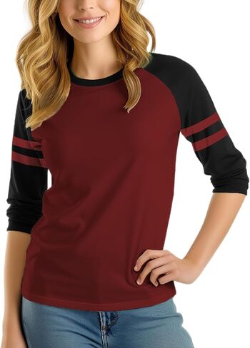 تي شيرتات بيسبول Decrum Raglan - قمصان جيرسي رياضية ناعمة بأكمام 3/4 للنساء in Kuwait