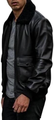 Absolute Leather Men's Sparta Black Classic Genuine Lambskin Leather Jacket in Kuwait