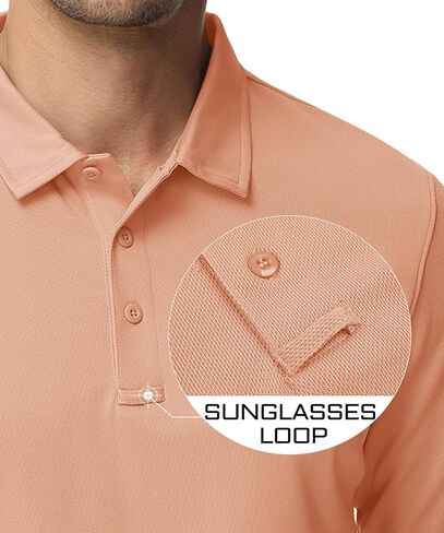 قمصان بولو للجولف بأكمام طويلة للرجال من MAGCOMSEN، قمصان رياضية كاجوال سريعة الجفاف بياقة in Kuwait