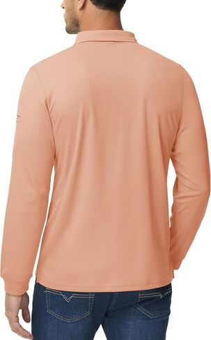 قمصان بولو للجولف بأكمام طويلة للرجال من MAGCOMSEN، قمصان رياضية كاجوال سريعة الجفاف بياقة in Kuwait