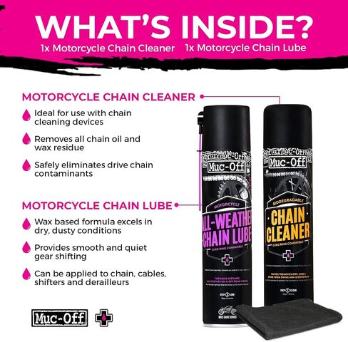 Muc Off Motorcycle Chain Cleaner, 13.5 fl oz - Chain Cleaner and Degreaser Spray for Motorcycle Cleaning - Motorcycle Cleaner for On and Off-Road in Saudi Arabia