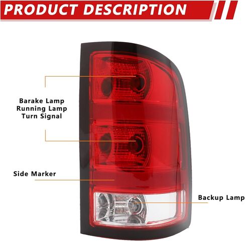 ضوء الذيل متوافق مع 2007-2013 GMC Sierra 1500 2500HD 3500HD سائق ومصابيح الفرامل الخلفية الجانبية للركاب مع المصابيح وتسخير تشمل استبدال# GM2800208 ، GM2801208 in Kuwait