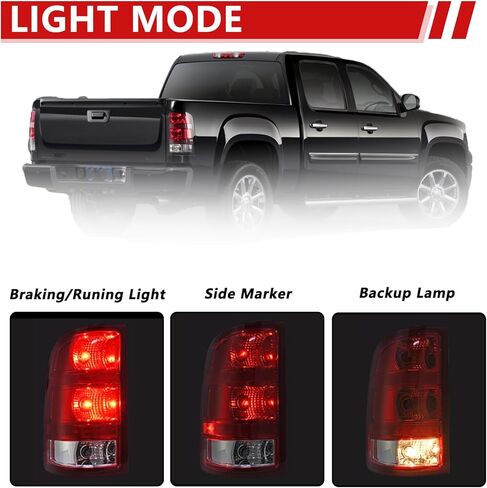 ضوء الذيل متوافق مع 2007-2013 GMC Sierra 1500 2500HD 3500HD سائق ومصابيح الفرامل الخلفية الجانبية للركاب مع المصابيح وتسخير تشمل استبدال# GM2800208 ، GM2801208 in Kuwait