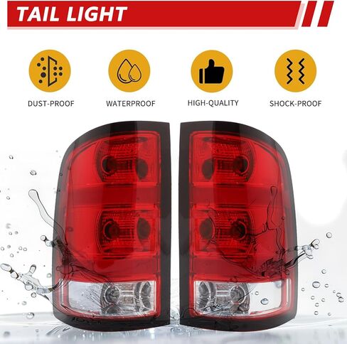 ضوء الذيل متوافق مع 2007-2013 GMC Sierra 1500 2500HD 3500HD سائق ومصابيح الفرامل الخلفية الجانبية للركاب مع المصابيح وتسخير تشمل استبدال# GM2800208 ، GM2801208 in Kuwait