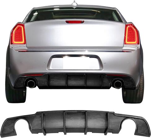 Diffuser الخلفي Ikon Motorsports ، متوافق مع 2015-2023 Chrysler 300 ، Shark Fin Gloss Black Pp Lower Valance Lip in Saudi Arabia