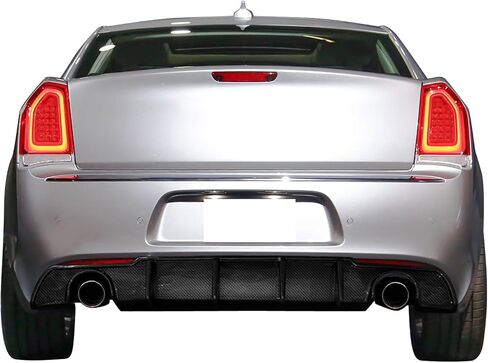 Diffuser الخلفي Ikon Motorsports ، متوافق مع 2015-2023 Chrysler 300 ، Shark Fin Gloss Black Pp Lower Valance Lip in Saudi Arabia