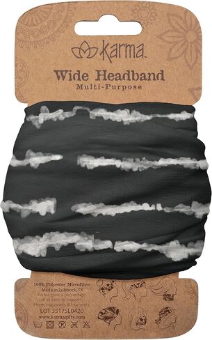 Karma Ink Floral Headband for Women - Wide - Fabric Headband and Stretchy Hair Scarf - Black And White in Saudi Arabia
