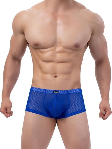 IKINGSKY Men's Lace Boxer Briefs See Through Bulge Shorts Underwear Sexy Semi Sheer Trunk Under Panties in Kuwait