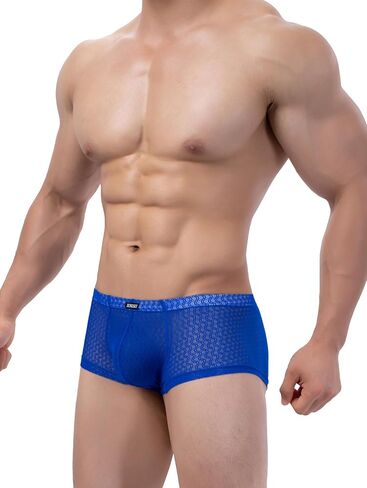 IKINGSKY Men's Lace Boxer Briefs See Through Bulge Shorts Underwear Sexy Semi Sheer Trunk Under Panties in Kuwait
