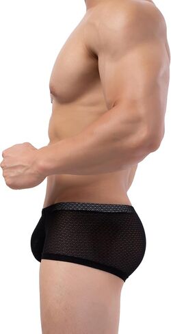 IKINGSKY Men's Lace Boxer Briefs See Through Bulge Shorts Underwear Sexy Semi Sheer Trunk Under Panties in Kuwait