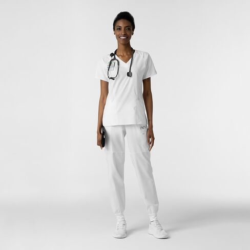WonderWink W123 Women’s Comfort Waist Cargo Jogger Pant — White, Small in Saudi Arabia