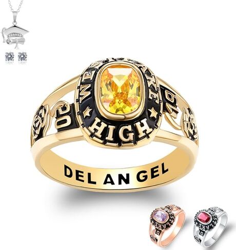 Ccjcinata Customized Sterling Silver high school ladies class rings for girls Collection Fully Personalized for women personalized Christmas Gifts Christmas present for daughter in Kuwait