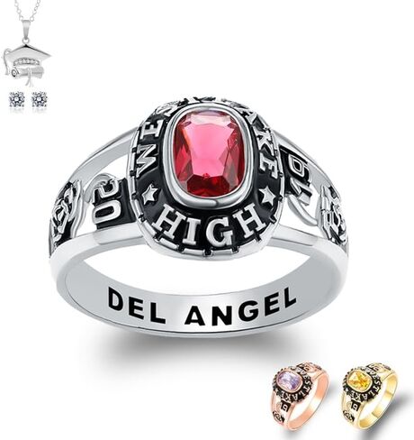 Ccjcinata Customized Sterling Silver high school ladies class rings for girls Collection Fully Personalized for women personalized Christmas Gifts Christmas present for daughter in Saudi Arabia