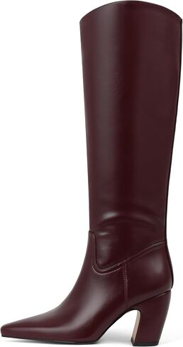 Oiamenne Wide Calf Knee High Boots Women Square Toe Chunky Heel Boots | Stable Block Heel, Easy Side Zipper, Roomy Wide Calf Shaft, Tall boots for Fall and Winter Outfits in Saudi Arabia