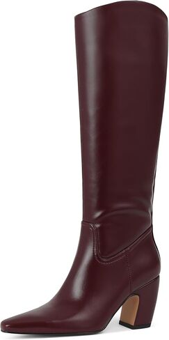 Oiamenne Wide Calf Knee High Boots Women Square Toe Chunky Heel Boots | Stable Block Heel, Easy Side Zipper, Roomy Wide Calf Shaft, Tall boots for Fall and Winter Outfits in Saudi Arabia