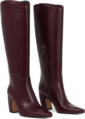 Oiamenne Wide Calf Knee High Boots Women Square Toe Chunky Heel Boots | Stable Block Heel, Easy Side Zipper, Roomy Wide Calf Shaft, Tall boots for Fall and Winter Outfits in Saudi Arabia