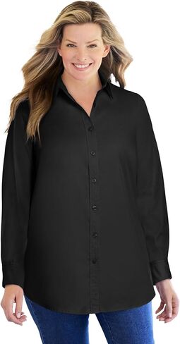 Woman Within Plus Size Perfect Long Sleeve Shirt in Saudi Arabia