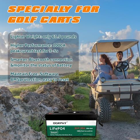 بطارية ليثيوم 36V مع شاحن وشاشة LCD ، 36V 150AH Lithium Golf Cart Battery مع 200A BMS ، 5.76KWH 36V بطارية مع إخراج 7.68 كيلو واط ، 1000A ذروة التيار لعربة الجولف ، محرك الصخور ، RV in Kuwait