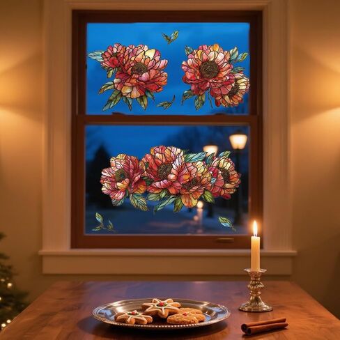 ANATTASOUL Static Window Clings Books and Flowers 1 Sheet Reusable Window Decals for Glass, 47.24" x 11.8" Removable Double Sided Window Sticker for Room Office Home Decoration in Saudi Arabia