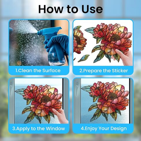 ANATTASOUL Static Window Clings Books and Flowers 1 Sheet Reusable Window Decals for Glass, 47.24" x 11.8" Removable Double Sided Window Sticker for Room Office Home Decoration in Saudi Arabia