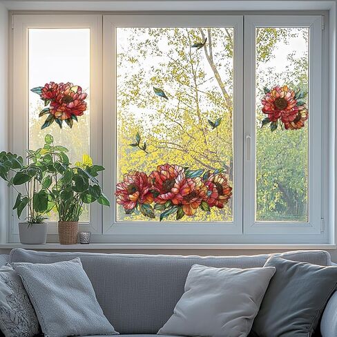 ANATTASOUL Static Window Clings Books and Flowers 1 Sheet Reusable Window Decals for Glass, 47.24" x 11.8" Removable Double Sided Window Sticker for Room Office Home Decoration in Saudi Arabia