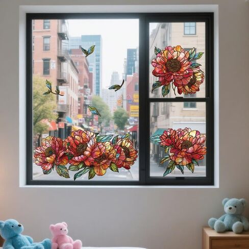 ANATTASOUL Static Window Clings Books and Flowers 1 Sheet Reusable Window Decals for Glass, 47.24" x 11.8" Removable Double Sided Window Sticker for Room Office Home Decoration in Saudi Arabia