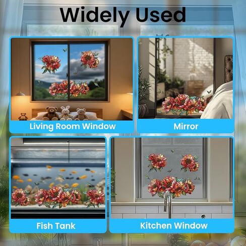 ANATTASOUL Static Window Clings Books and Flowers 1 Sheet Reusable Window Decals for Glass, 47.24" x 11.8" Removable Double Sided Window Sticker for Room Office Home Decoration in Saudi Arabia