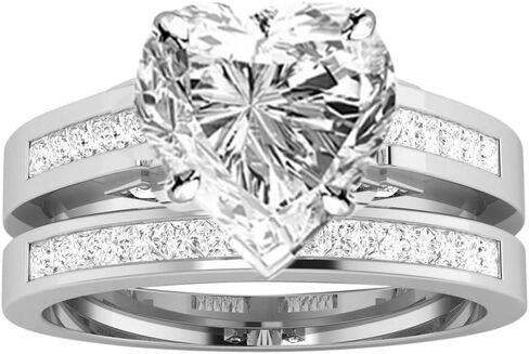 4 Carat Classic Lab Grown Synthetic Princess Channel Princess Wedding Bridal Set IGI Certified Diamond Engagement Ring (3 Ct, H-I Color, VS1-VS2 Clarity Center) in Saudi Arabia