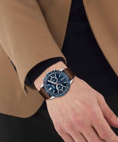 BOSS Allure Men's Chronograph Stainless Steel and Leather Strap Watch, Color:Black (Model: 1513920) in Saudi Arabia