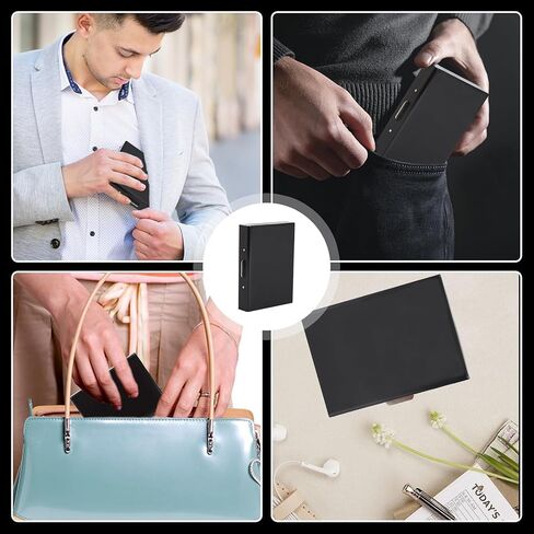محفظة حامل بطاقات معدنية، محافظ معدنية رفيعة للغاية من الفولاذ المقاوم للصدأ RFID تحجب محفظة بطاقات الائتمان للرجال والنساء (فضي) in Saudi Arabia